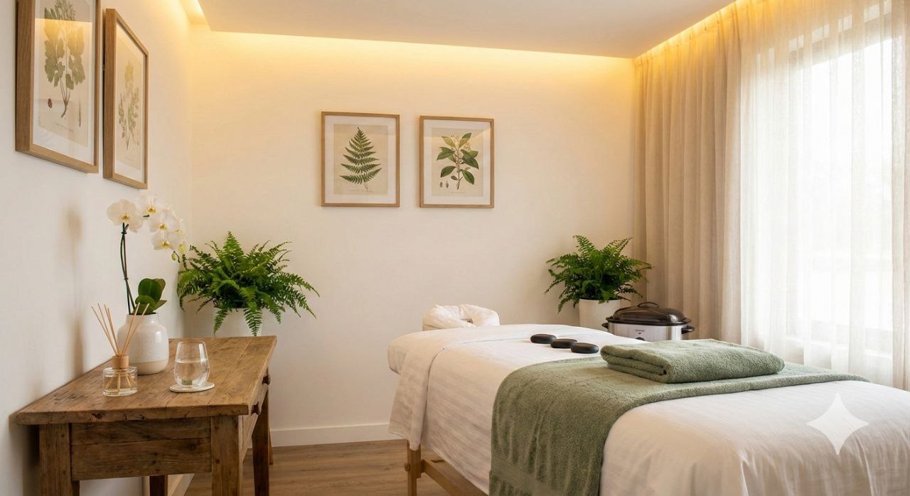 Calming spa treatment room